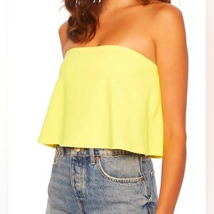 Susana Monaco Flared Tube Top NWT Small Yellow Glow Crop Nylon